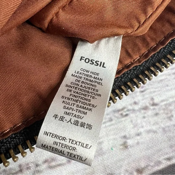 Fossil Black Leather Crossbody Purse Brown Cowhide Leather - Picture 13 of 16